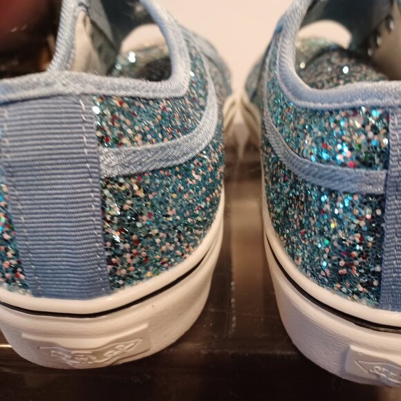 Off We Go® Blue & Silver GLITTER Slip-On Sneakers Walking Shoes - sz 8.5 (41) - Picture 7 of 10
